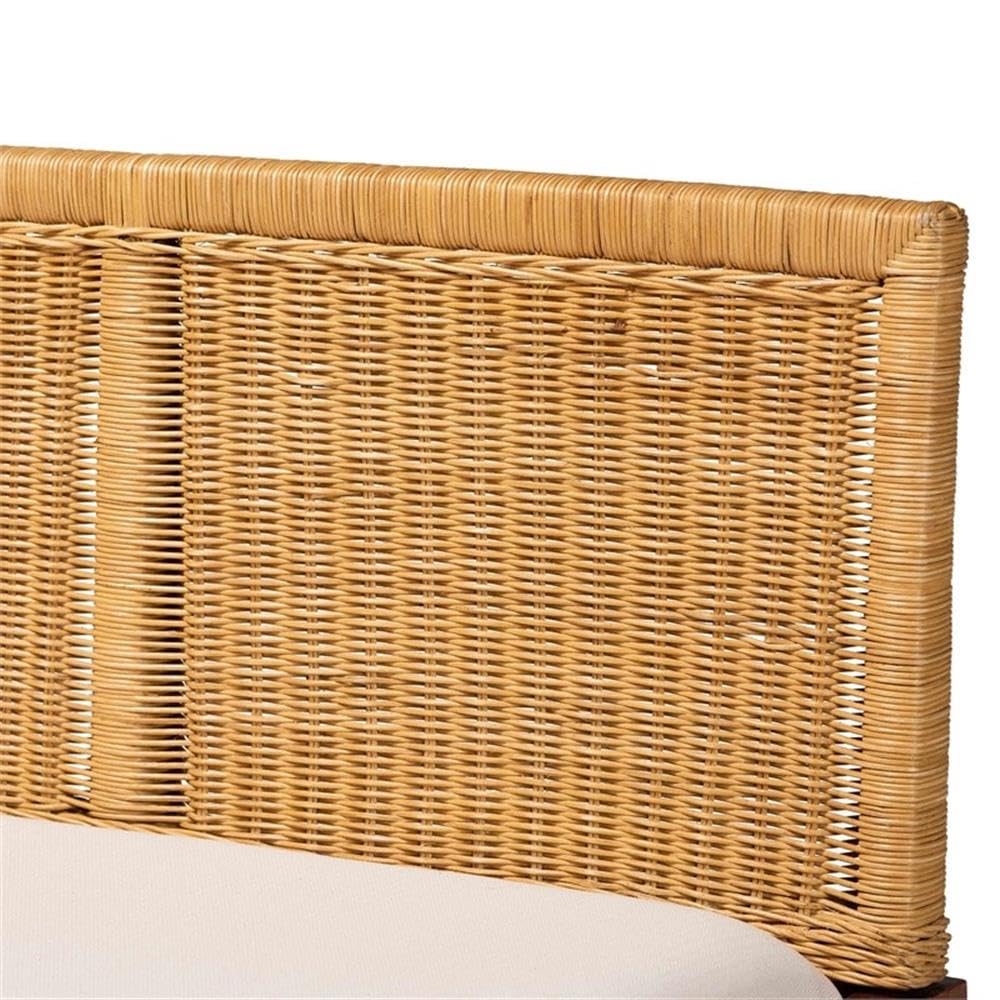 bali & pari Tabanan Brown Rattan Acacia Wood 2-Piece Dining Nook Banquette Set