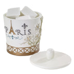 Avanti Linens - Covered Jar, Hand Painted Resin, Countertop Accessories, Chic Bathroom Decor (Paris Botanique Collection)