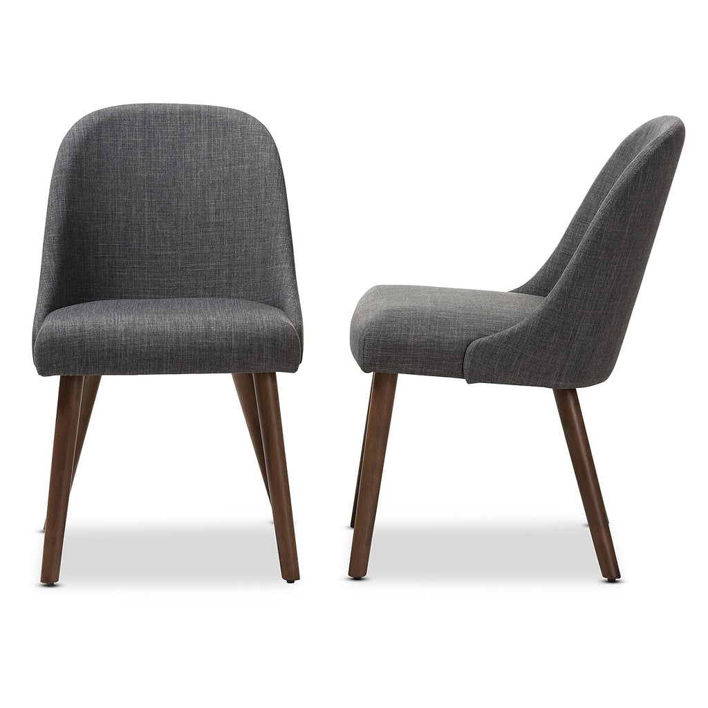 Baxton Studio Cody Mid-Century Fabric Dining Chair, Dark Grey, 2/Set (144-2PC-7942-HT)
