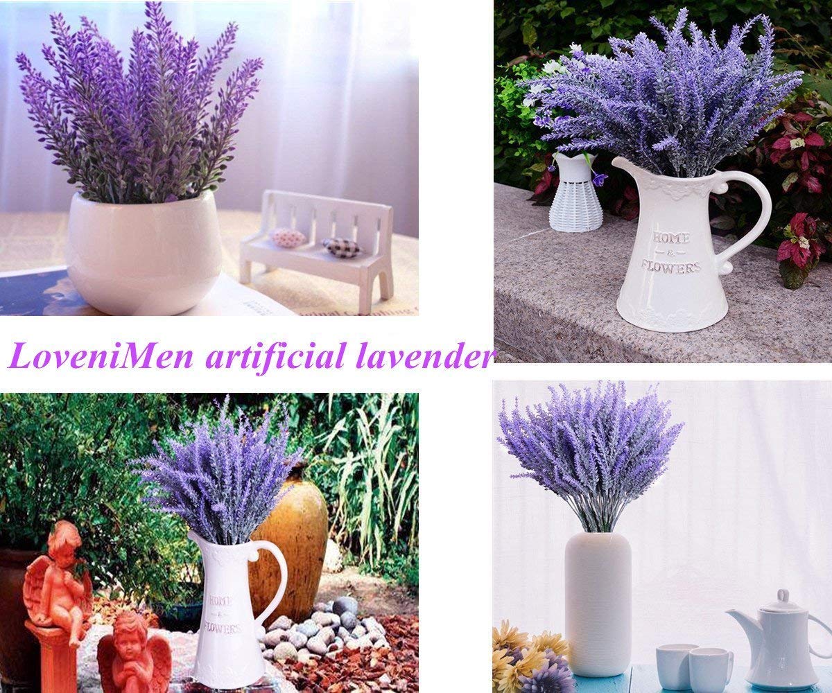 Lovenimen Artificial Lavender Flowers Bouquet In Purple, Fake Plant For Home Decor, Wedding, Garden, Office, Patio Decoration, P