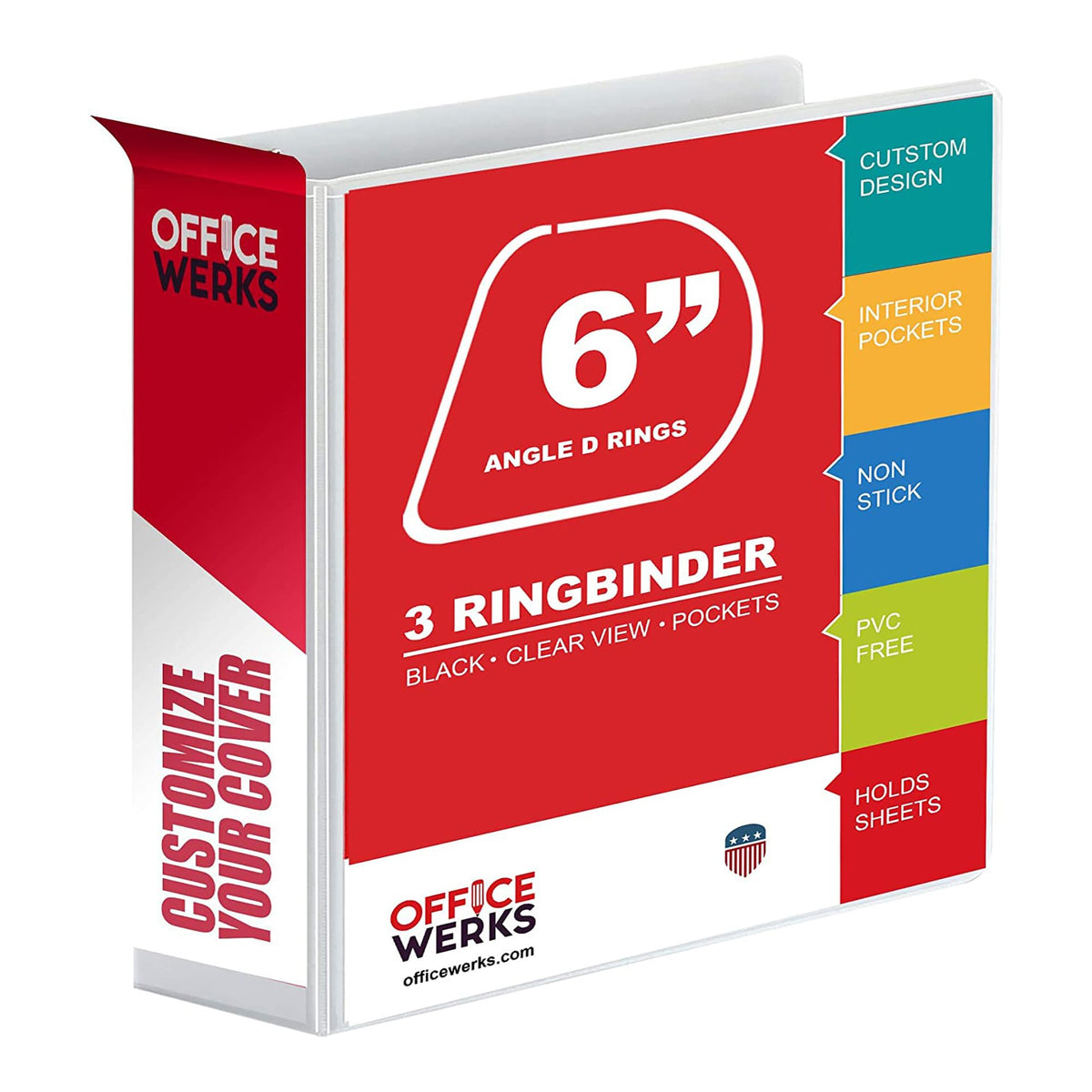 3 Ring Binders, 6 Inch D Ring Heavy Duty Large Binder With Pockets For 8.5' X 11' Sheet Size, Durable Non-Stick Customizable C