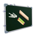 Eduway 1.5X2 Ft. (Non-Magnetic) Double Sided Green-White Board With 1 Wooden Duster,2 Chalk Holder & 25 Dust-Free Chalk| White M