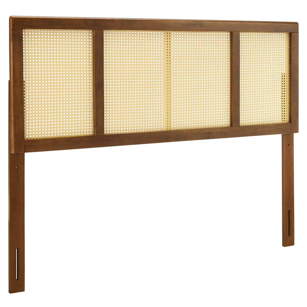 Modway Delmare Cane Woven Rattan King Headboard In Walnut