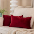 Juspurbet Red Wine Decorative Lumbar Velvet Throw Pillow Covers 12X20 Inch Set Of 2,Broadside Soft Cushion Case With Invisible Z
