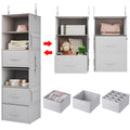 Vailando 6-Shelf Hanging Closet Organizer, 2 Separable 3-Shelf Hanging Shelves with 3 Drawers for Wardrobe, Nursery, Baby Clothe