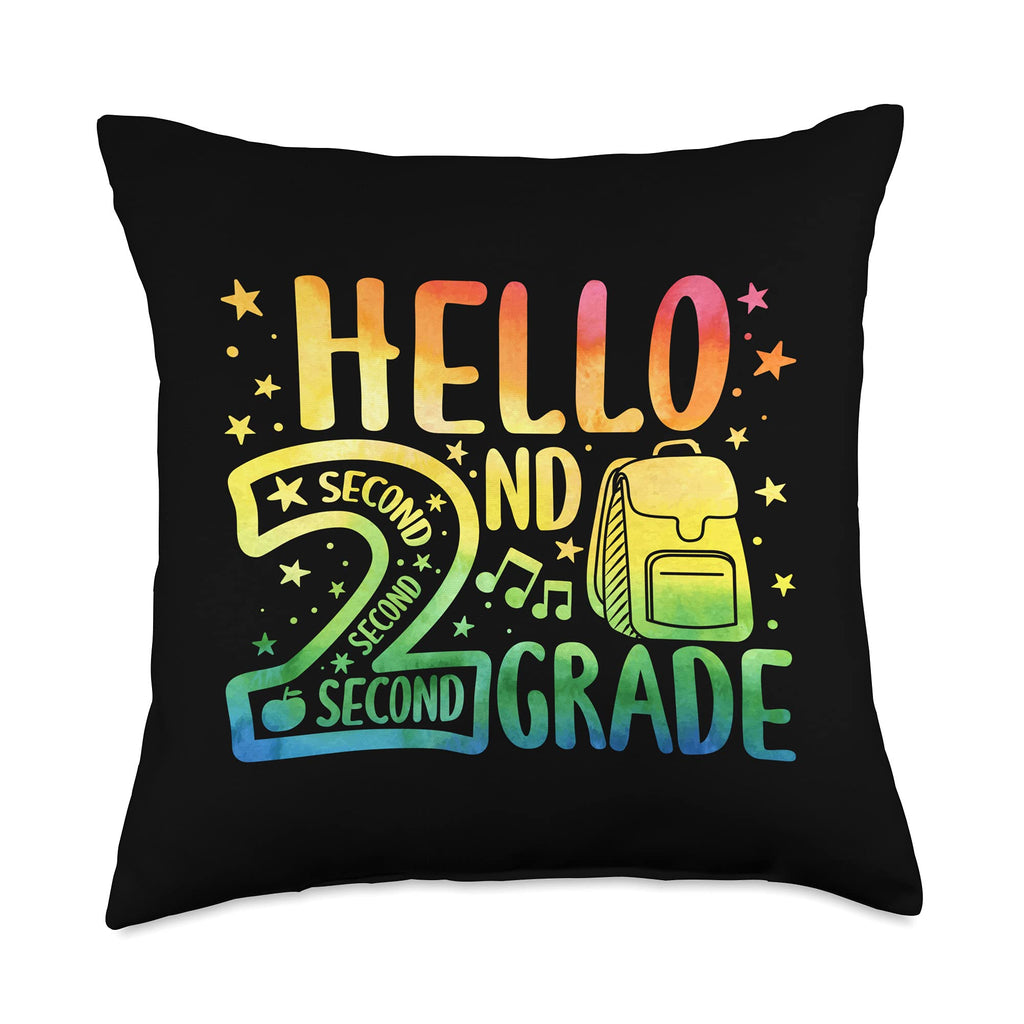 Hello Second Grade Back To School Hello Second Grade Happy 2nd Day of School Teachers Students Throw Pillow, 18x18, Multicolor