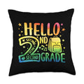 Hello Second Grade Back To School Hello Second Grade Happy 2nd Day of School Teachers Students Throw Pillow, 18x18, Multicolor