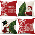 Psdwets Merry Christmas Pillow Covers 18X18 Set Of 4 Christmas Decorations Snowman Santa Claus Wreath Christmas Tree Winter Holi
