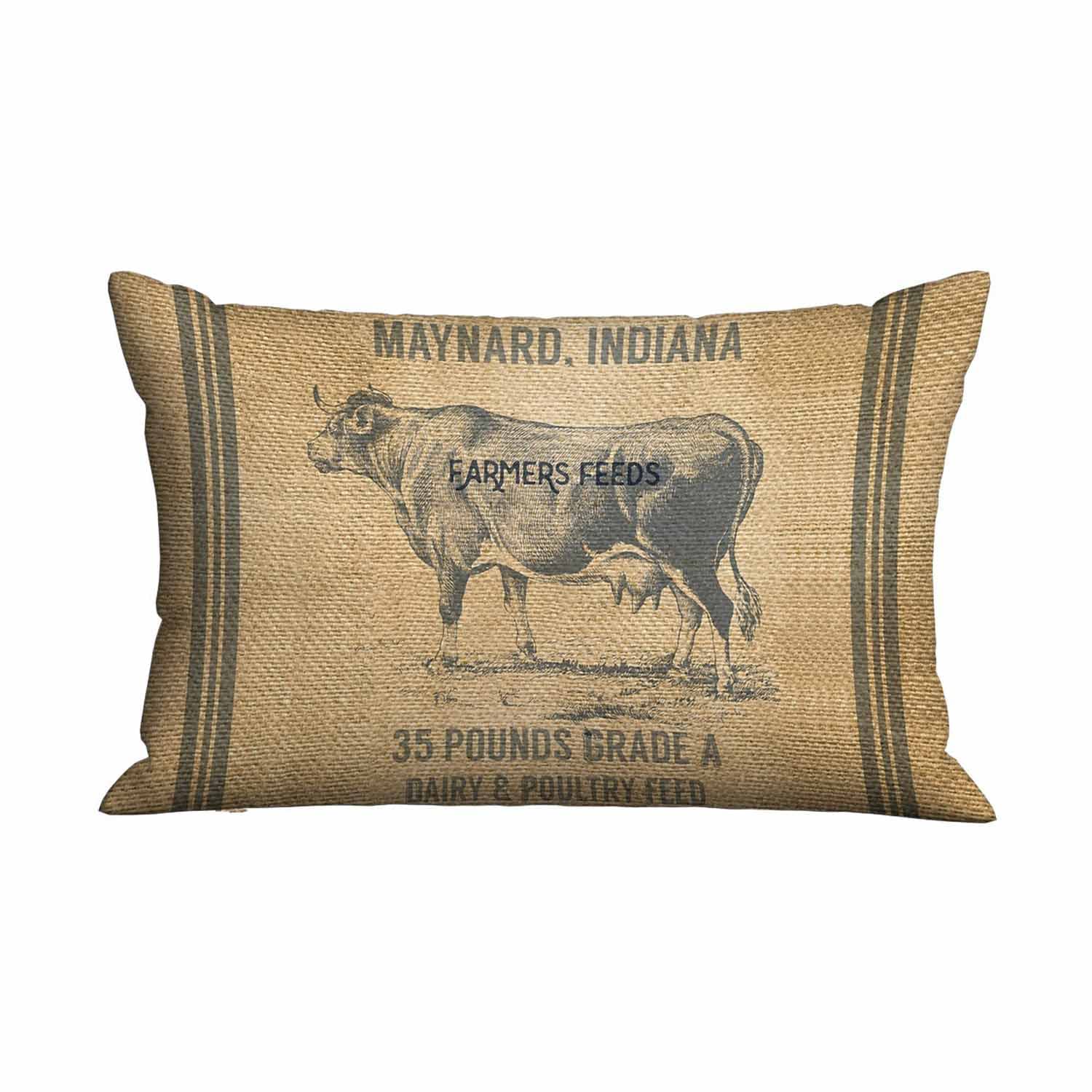 Mugod Rectangle Throw Pillow Cover Cow Feed Sack Farmers Feeds,Decorations Cushion Case For Sofa Couch 20X30 Inches Pillowcase