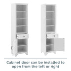 Crosley Furniture Tara Linen Storage Cabinet and Bathroom Organizer with a Drawer and Shelves, Vintage White