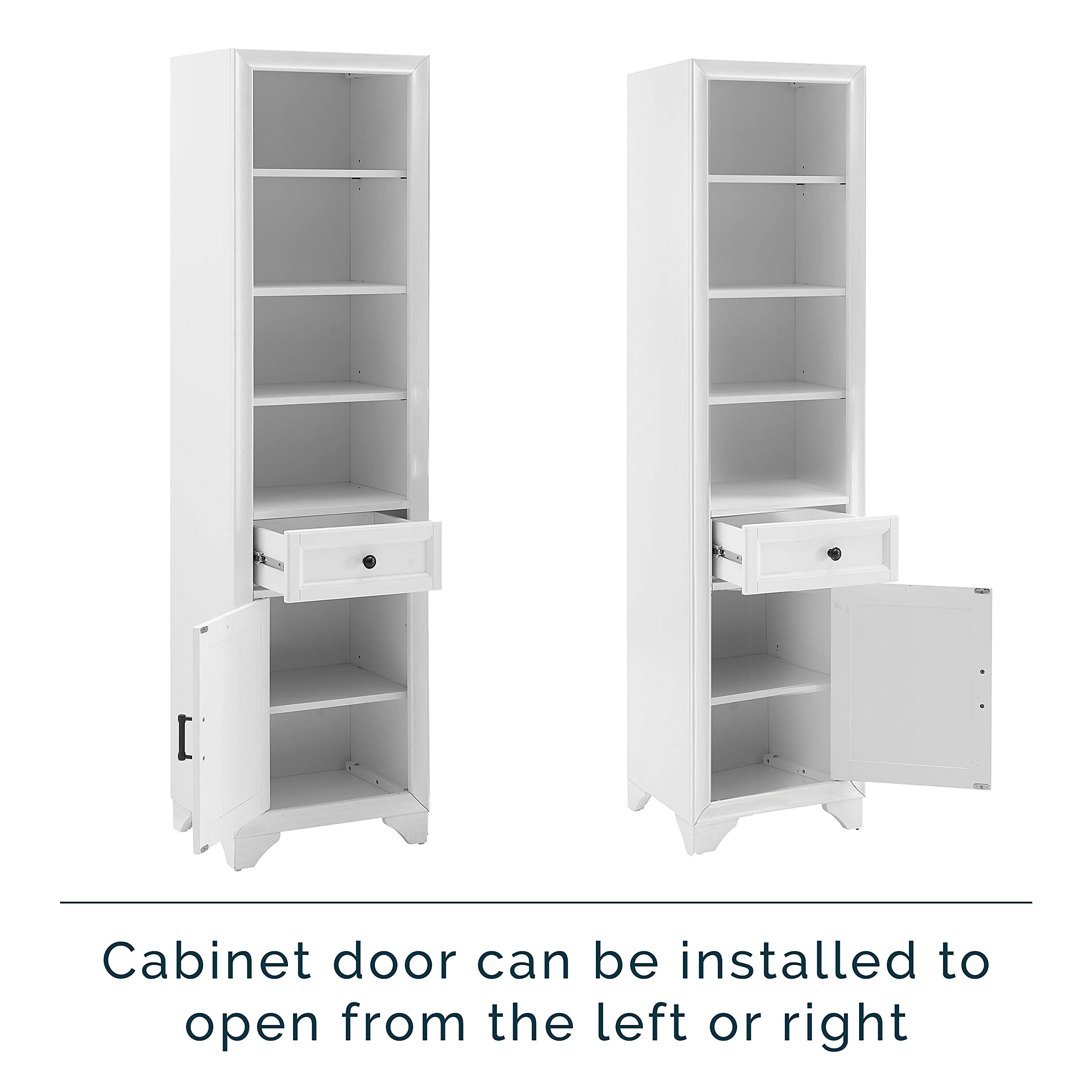 Crosley Furniture Tara 3-Piece Entertainment Center with TV Stand, Bookshelves, and Storage Shelves, Distressed White