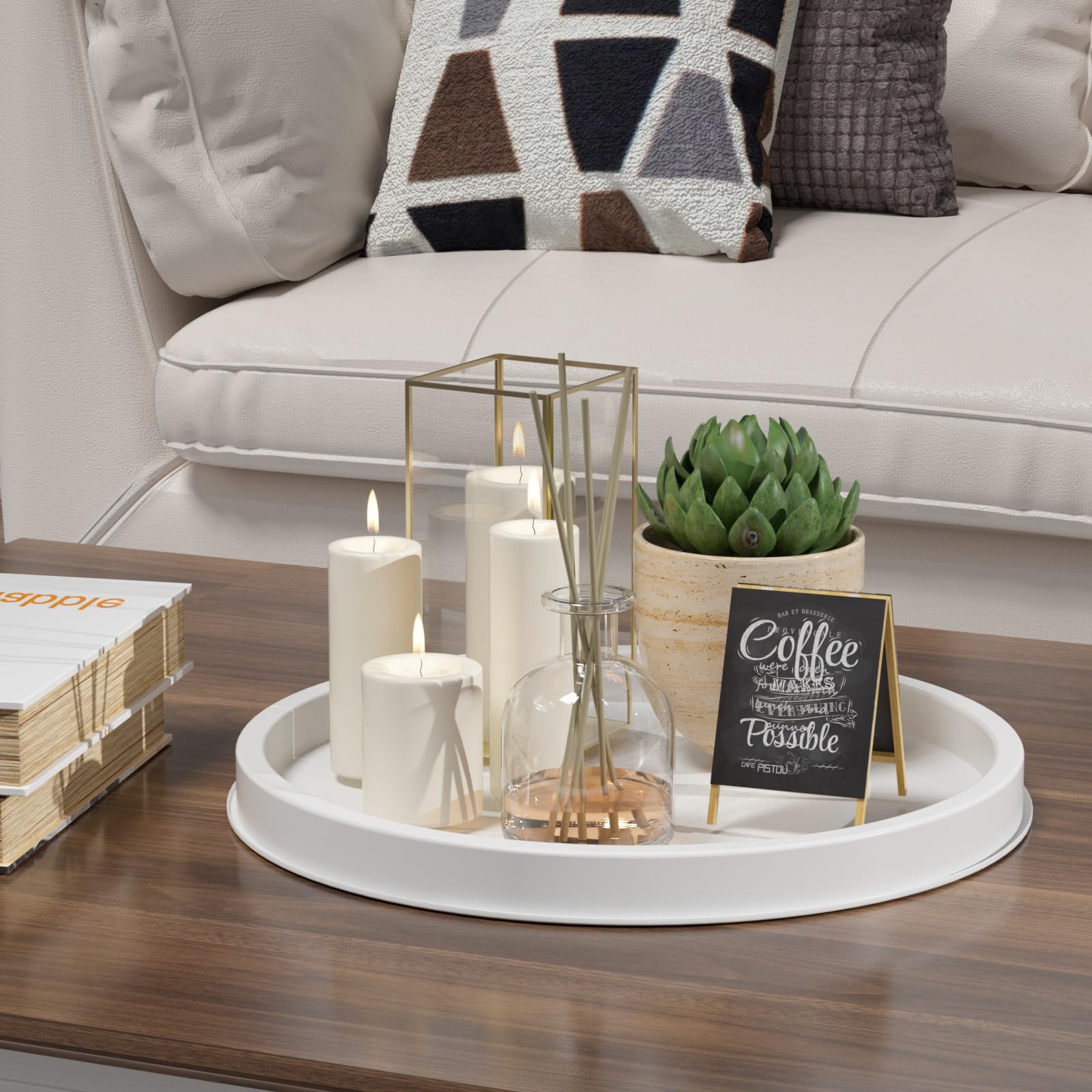 Hgf Bathroom Tray For Sponge And Soap, 13 Inch Metal Iron Round Decorative Tray For Kitchen Sink Dining Centerpiece Countertop O