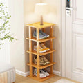 Bamboo Shoe Rack 5Tier- Vertical Shoe Rack for Small Spaces, Tall Narrow Shoe Rack Organizer for Closet Entryway Corner Garage a