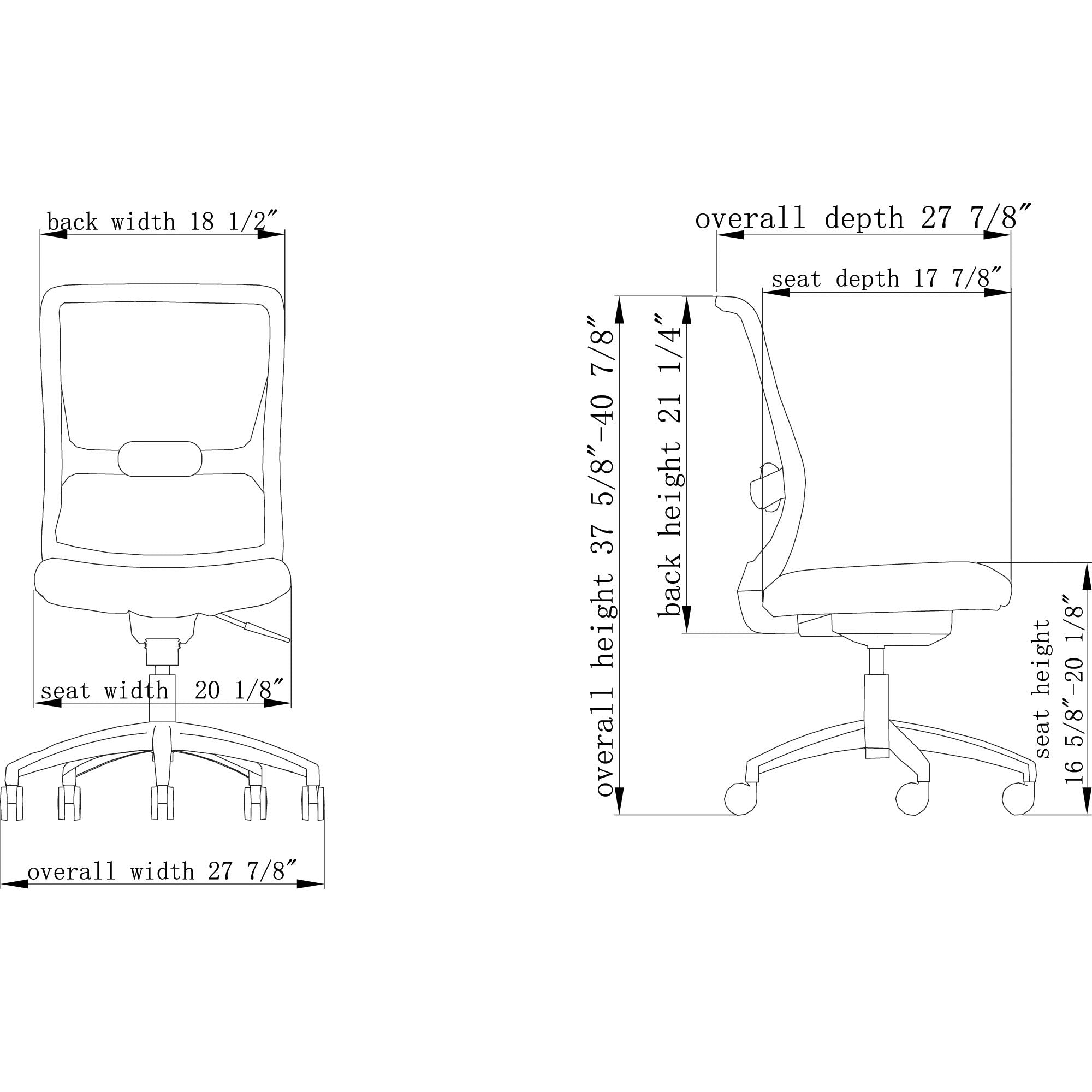 Lorell LYS SOHO Collection Armless Staff Chair