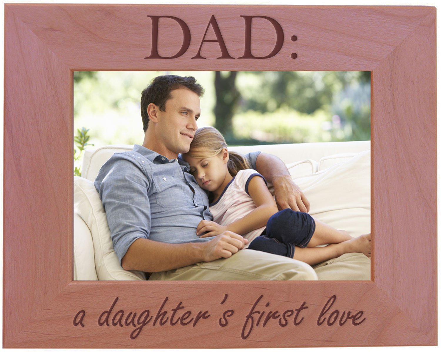 CustomGiftsNow DAD: A Daughters First Love - Wood Picture Frame - Fits 5x7 Inch Picture - Perfect gift for fathers or Christm
