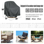 Outdoor Swivel Lounge Chair Cover 1 Pack, Fits To (39' W X 37' D X 38' H) Lawn Patio Chairs, 420D Tear-Resistant, Uv Resistant, Waterproof For Furniture Covers, Gray