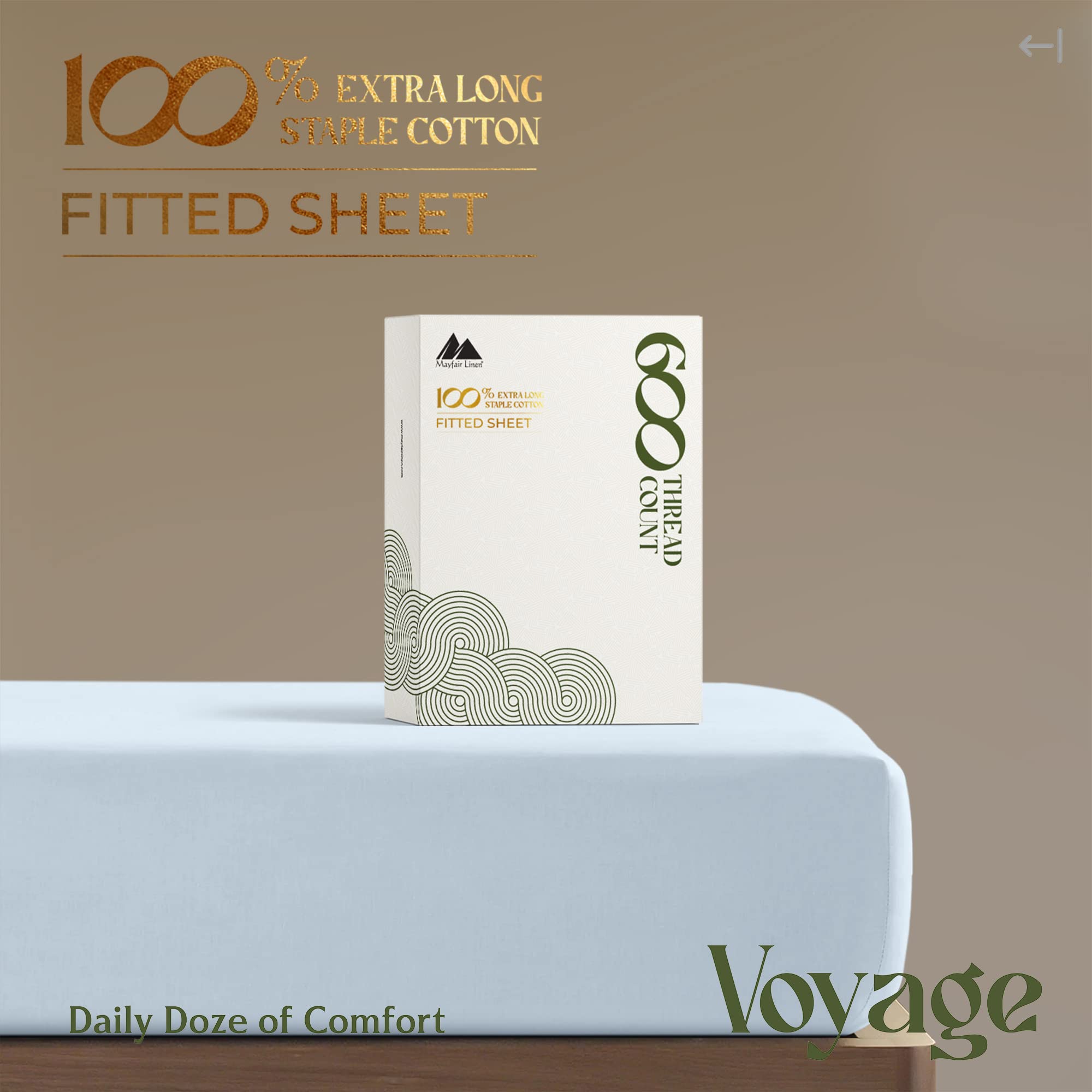 Premium Hotel Quality 1-Piece 100% Cotton Fitted Sheet, Luxury & Softest 600 Thread Count Egyptian Feel Sateen Weave Bottom Sheet, Deep Pocket Up To 18 Inch, Queen Size, Light Blue