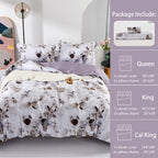 Mildly 100% Long-Staple Cotton Duvet Cover Set Cobblestone Watercolor Pattern Printed Comforter Cover 3Pcs, Ultra Soft & Breatha