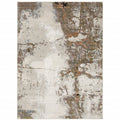 HomeRoots 508582 5 x 8 ft. Gray Salmon Pink Blue Beige & Green Abstract Power Loom Stain Resistant Rectangle Area Rug