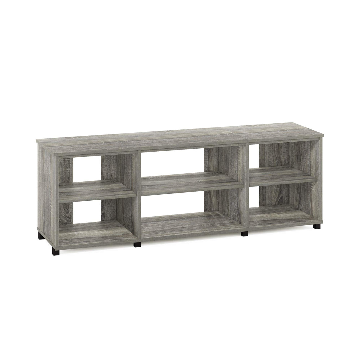 Furinno Classic Stand Tv Up To 65 Inch, 7 Shelves, French Oak Grey