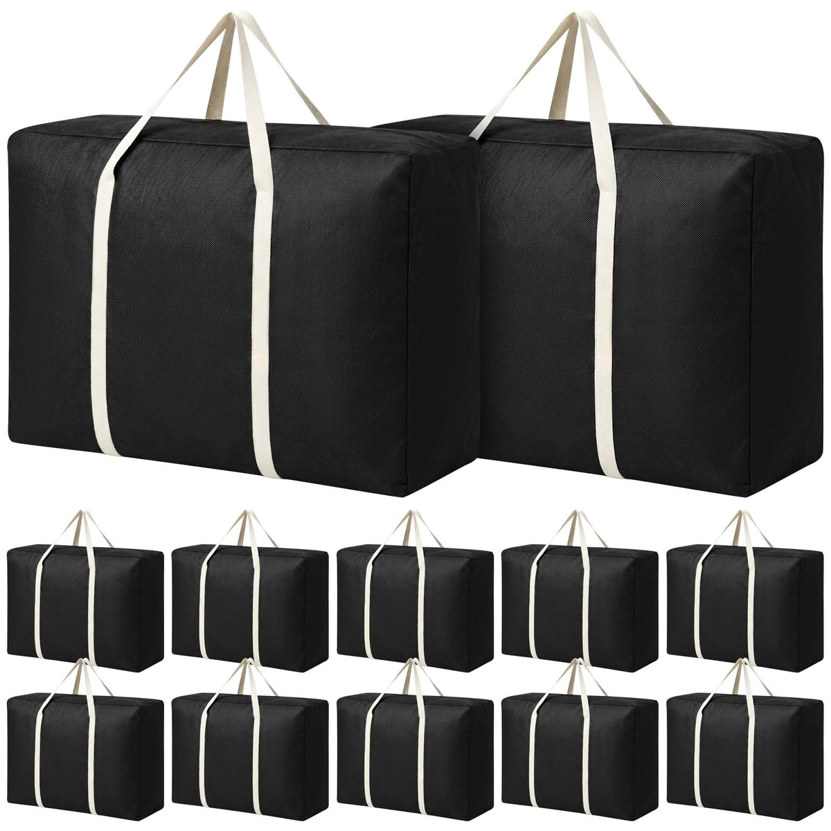 Sadnyy 12 Pack Extra Large Moving Bags Bulk with Zipper 32 Gal, Black