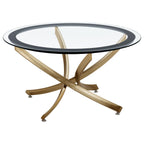 Coaster Home Furnishings Brooke 2-Piece Round Glass Top Coffee Table Set Brass