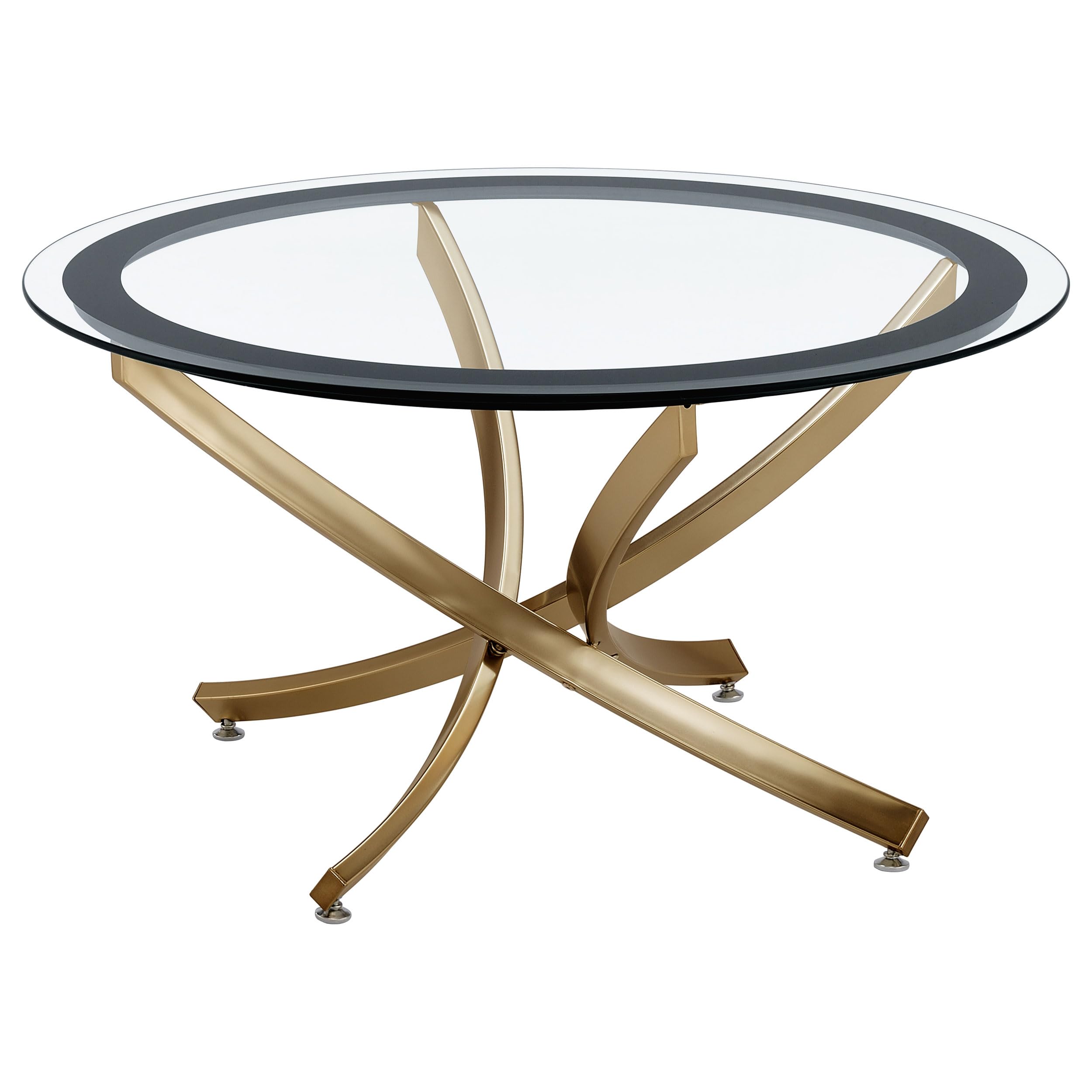 Coaster Home Furnishings Brooke 2-Piece Round Glass Top Coffee Table Set Brass