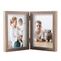 AEVETE 5x7 Double Picture Frames Hinged Wood Folding Picture Frames Vertically Display, Real Glass Front