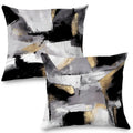 Supwhd Black And White Pillow Covers, Abstract White Black And Gold Pillow Covers 18X18 Set Of 2, Modern Black And White Pillow