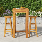 vidaXL Patio Dining Set 3 Piece, Outdoor Hightop Table and Chairs, Counter Height Desk, Pub Table Set for Porch Backyard, Farmhouse, Solid Acacia Wood Brown