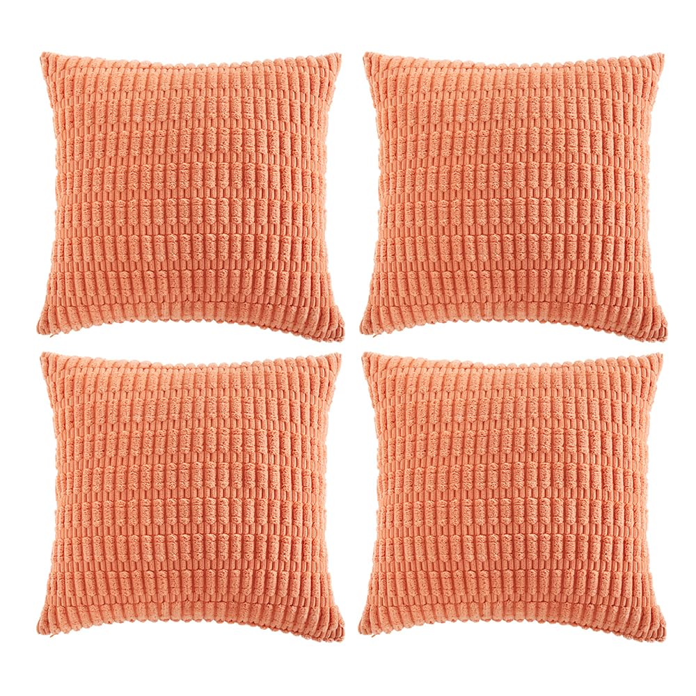 Fancy Homi 4 Packs Boho Coral Decorative Throw Pillow Covers 22X22 Inch For Living Room Couch Bed Sofa, Rustic Modern Farmhouse
