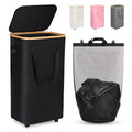 WELTRXE Laundry Hamper on Wheels 110L Large Clothes Basket with Lid and Extended Handles, Foldable Laundry Hamper for Bedroom, B