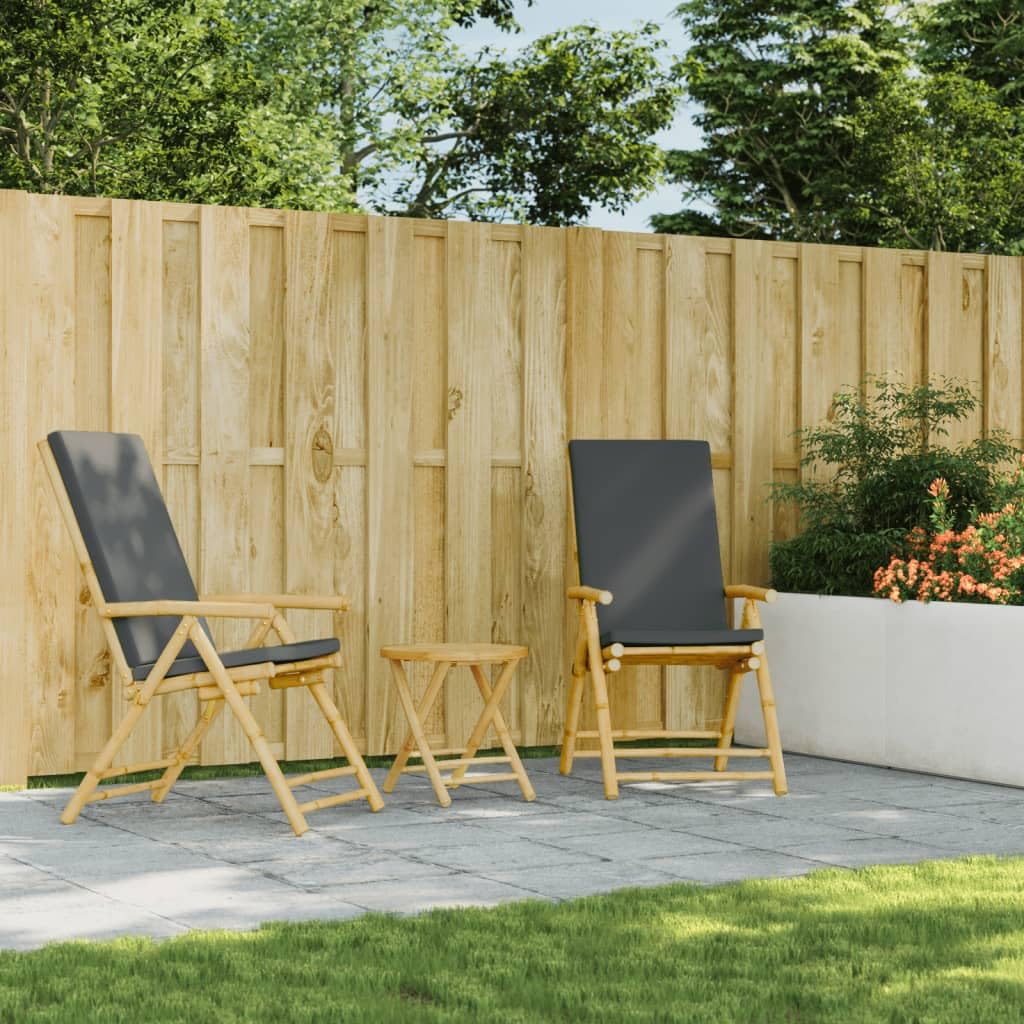 vidaXL Folding Patio Table - Round Bamboo Garden Table - Outdoor Furniture with Foldable Design - Slat Design Ø17.7"x17.7"