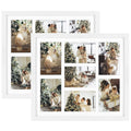 Golden State Art, Set of 2, 13.7x15.7 Matted White Wood 7-Opening for 4x6 Collage Picture Frame