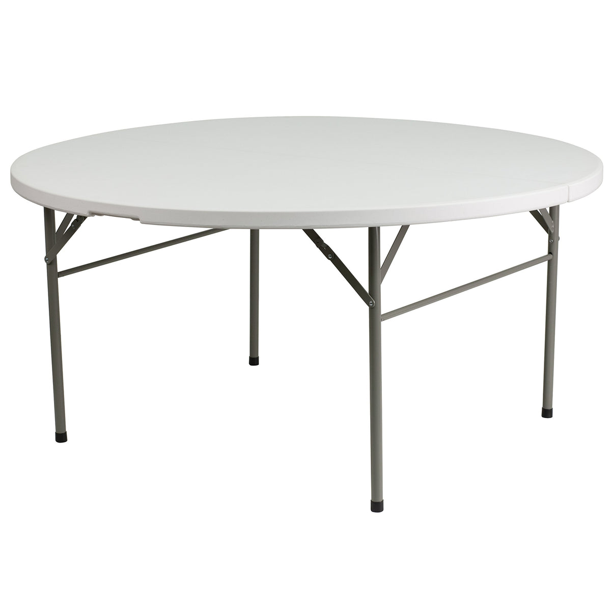 Flash Furniture Scarborough 5' Round Plastic Folding Event Table with Carrying Handle, Bi-Fold Portable Banquet Table for Indoor/Outdoor Events, White