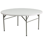 Flash Furniture Scarborough 5' Round Plastic Folding Event Table with Carrying Handle, Bi-Fold Portable Banquet Table for Indoor/Outdoor Events, White