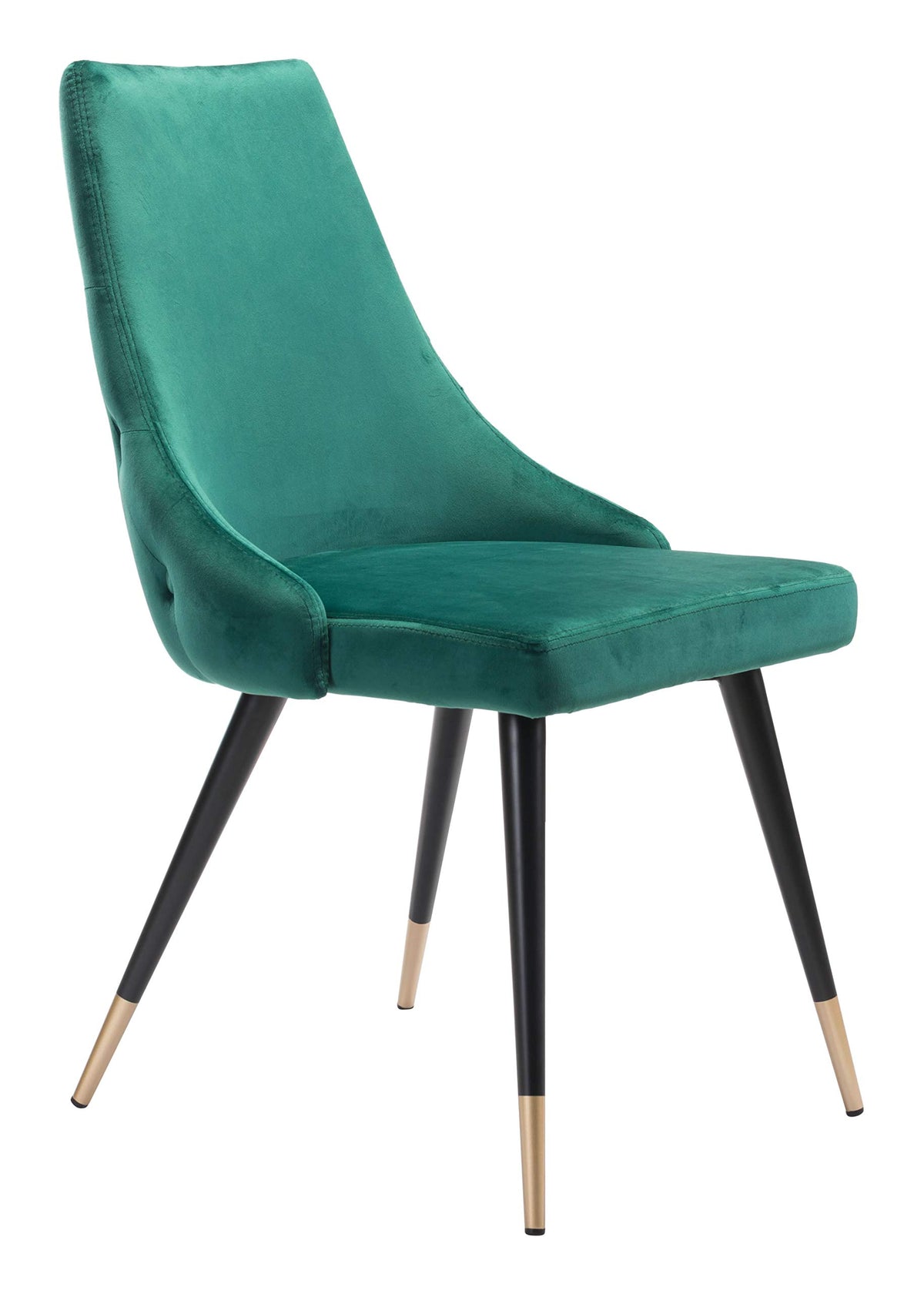 HomeRoots 20.5' x 24.6' x 34.8' Green, Velvet, Stainless Steel, Dining Chair - Set of 2