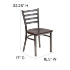 Flash Furniture Hercules Series Clear Coated Ladder Back Metal Restaurant Chair - Walnut Wood Seat