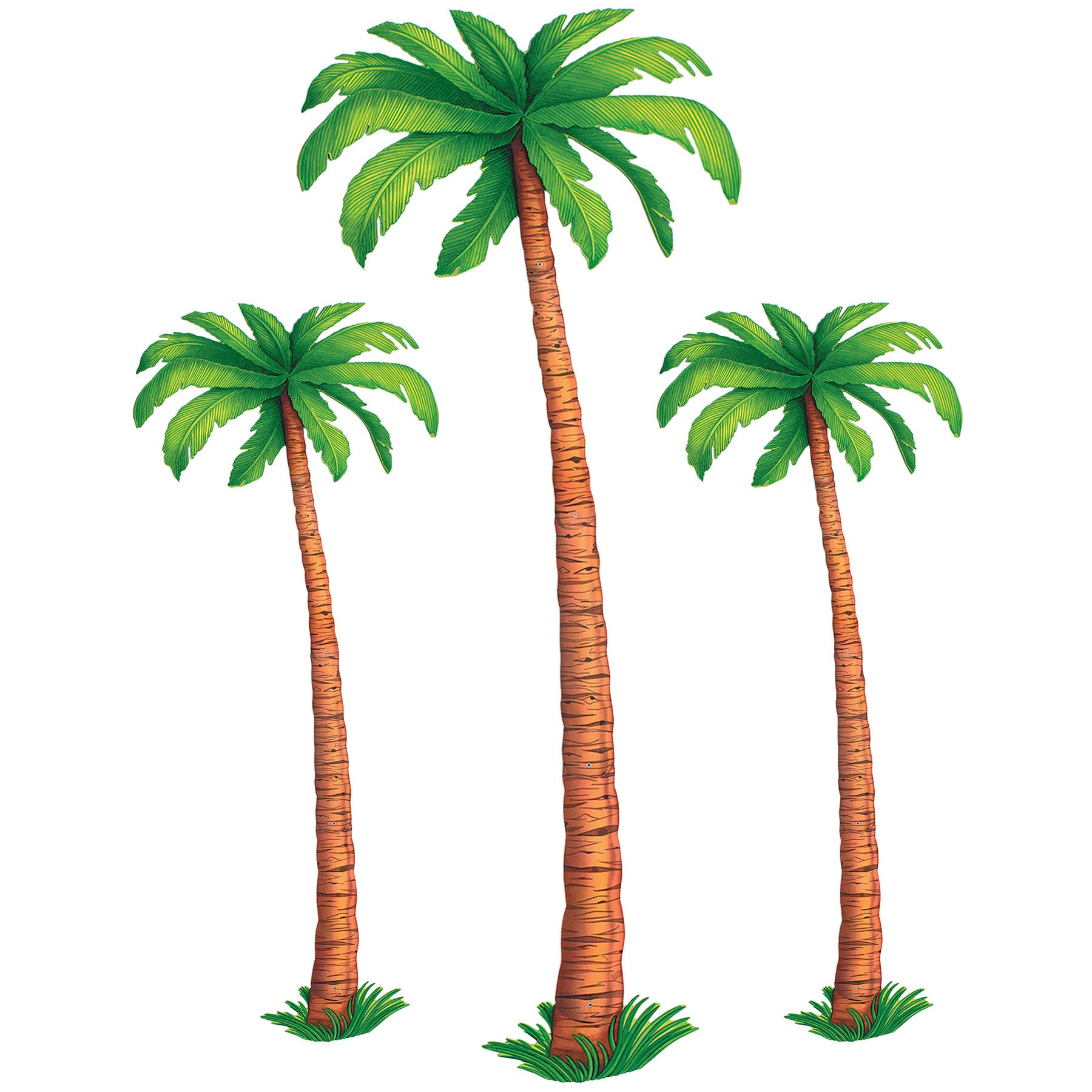 Beistle 3 Count Jointed Palm Tree Decorations, Cardstock Paper Cut Outs, Luau Beach Theme, Tropical Hawaiian Party D  cor, 2-4 &