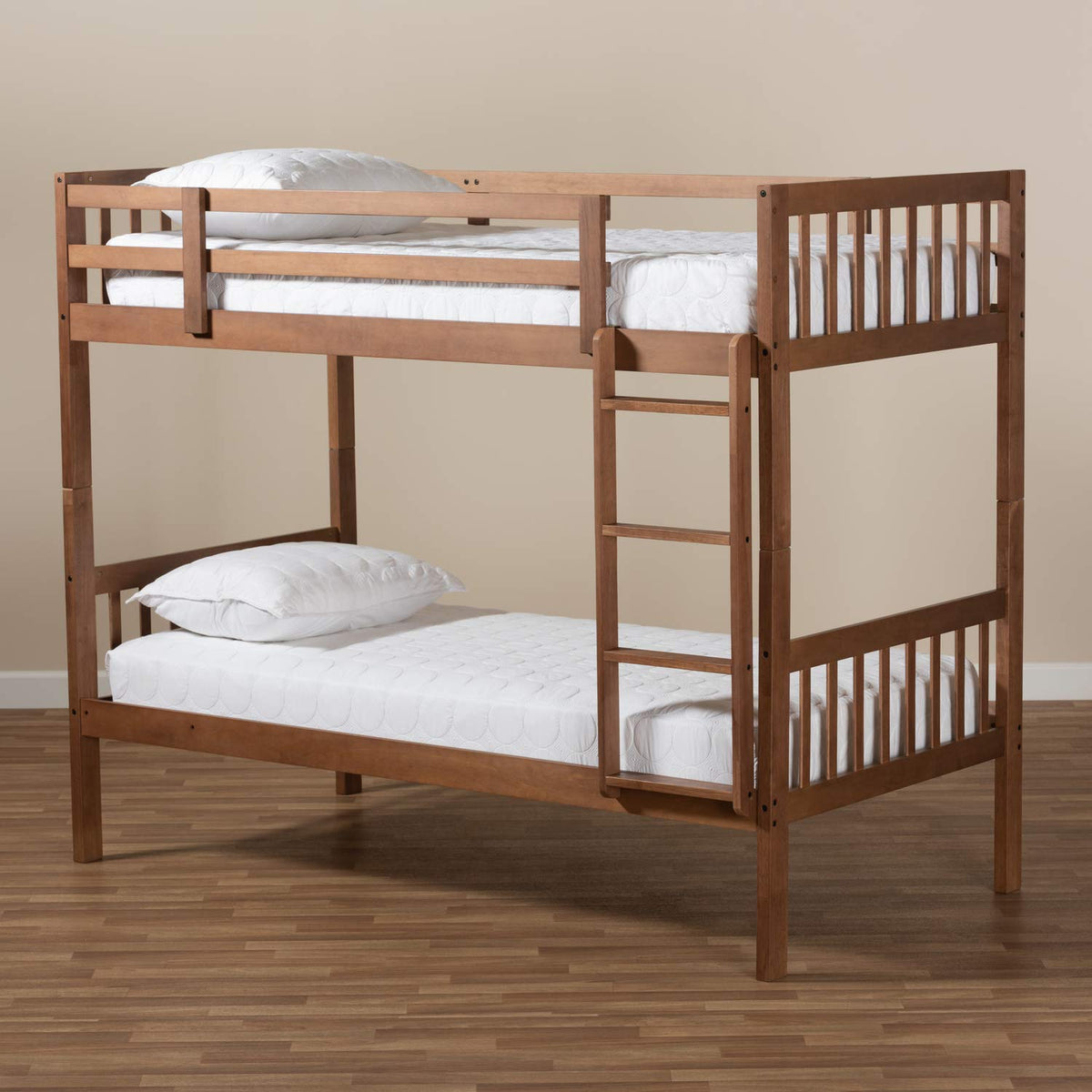 Baxton Studio Jude Modern and Contemporary Walnut Brown Finished Wood Twin Size Bunk Bed