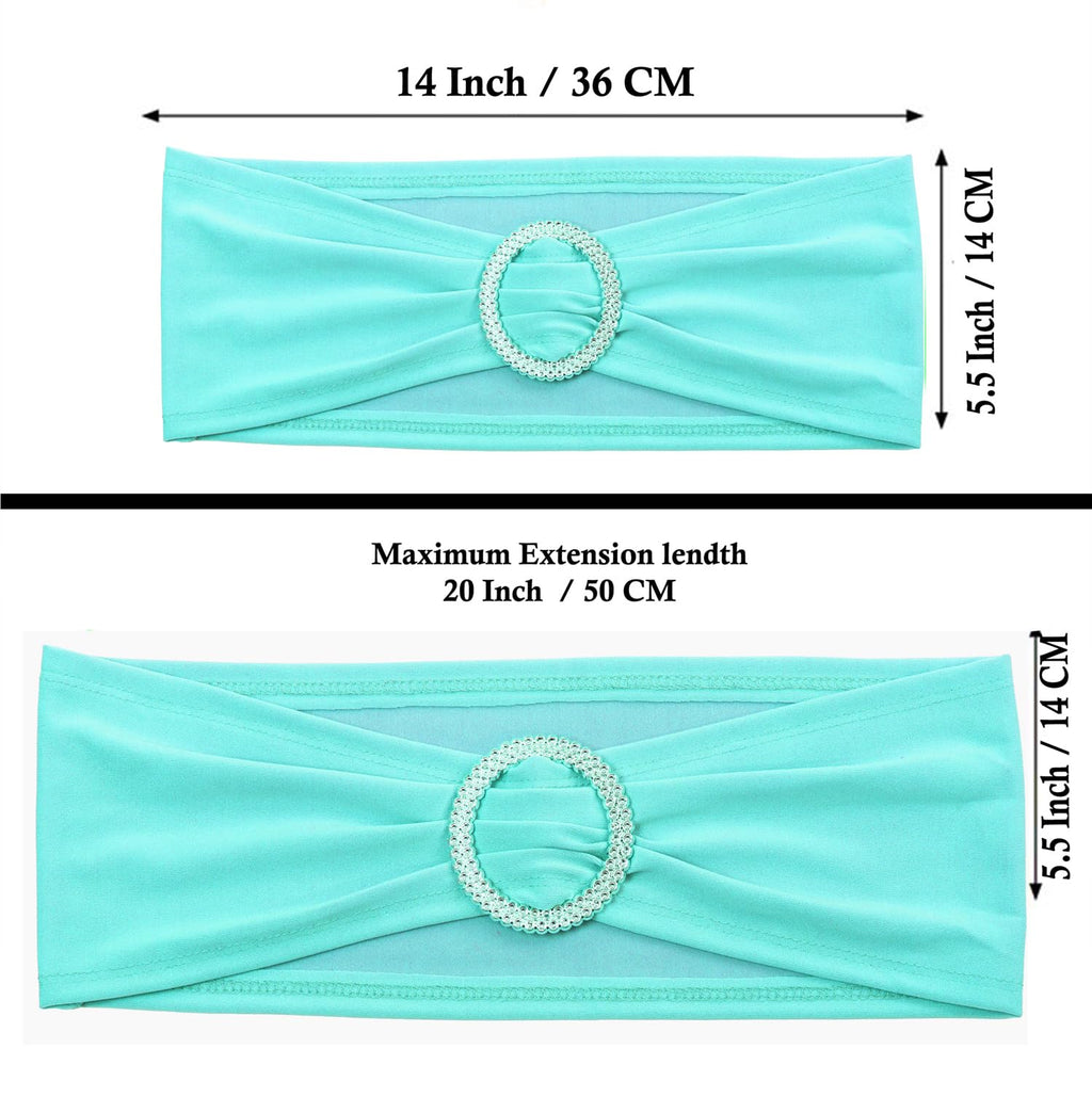 Mds Pack Of 25 Spandex Chair Sashes Bow Sash Elastic Chair Bands Ties With Buckle For Wedding And Events Decoration Spandex Slider Sashes Bow - Aqua Blue