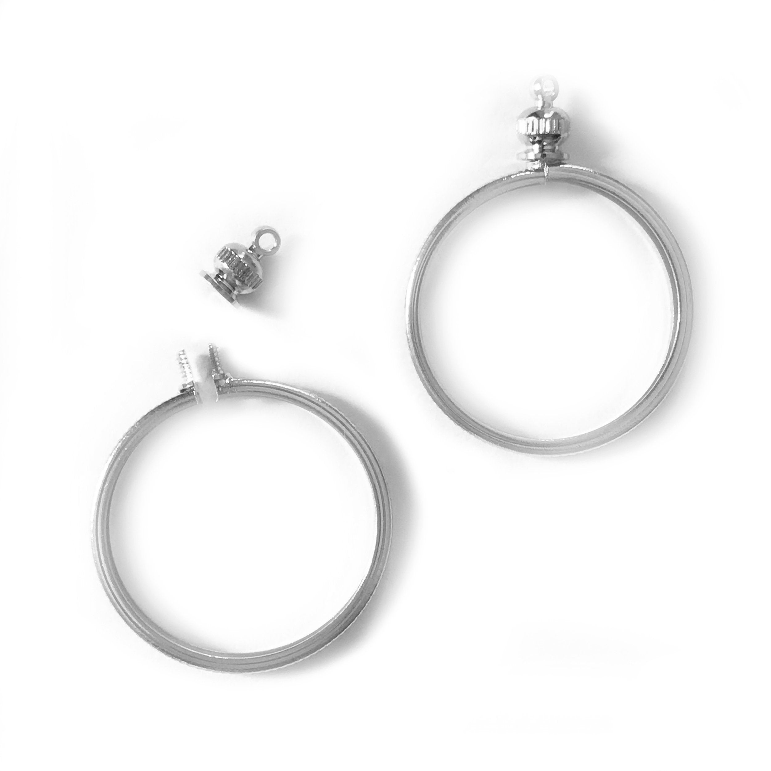 Coin Holder Bezel For Quarter Usa 25 Cent Silver Tone Pack Of 2