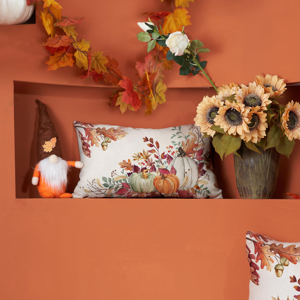 Dfxsz Fall Pillow Covers 12X20 Inch Set Of 2 Orange White Pumpkin Fallen Leaves Decorative Outdoor Throw Pillow Covers Autumn Thanksgiving Farmhouse Decoration For Home Couch Th27-A12