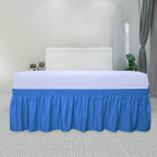 Purefit Wrap Around Ruffled Bed Skirt With Adjustable Elastic Belt - 22 Inch Drop Easy To Put On, Wrinkle Free Bedskirt Dust Ruffles, Bed Frame Cover For Twin,Twin Xl And Full Size Beds, Blue