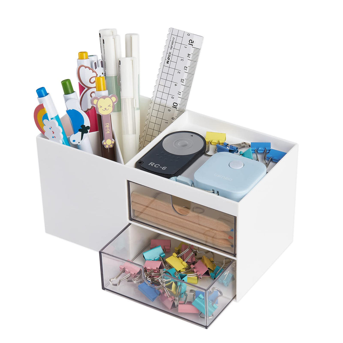 Leture Office Desk Organizer With Drawer, Office Supplies And Desk Accessories, Business Card/Pen/Pencil/Mobile Phone/Stationery