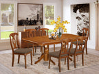 East West Furniture NANA7-SBR-C Napoleon 7 Piece Dining Room Furniture Set Consist of a Rectangle Kitchen Table with Butterfly Leaf and 6 Linen Fabric Upholstered Chairs, 40x78 Inch