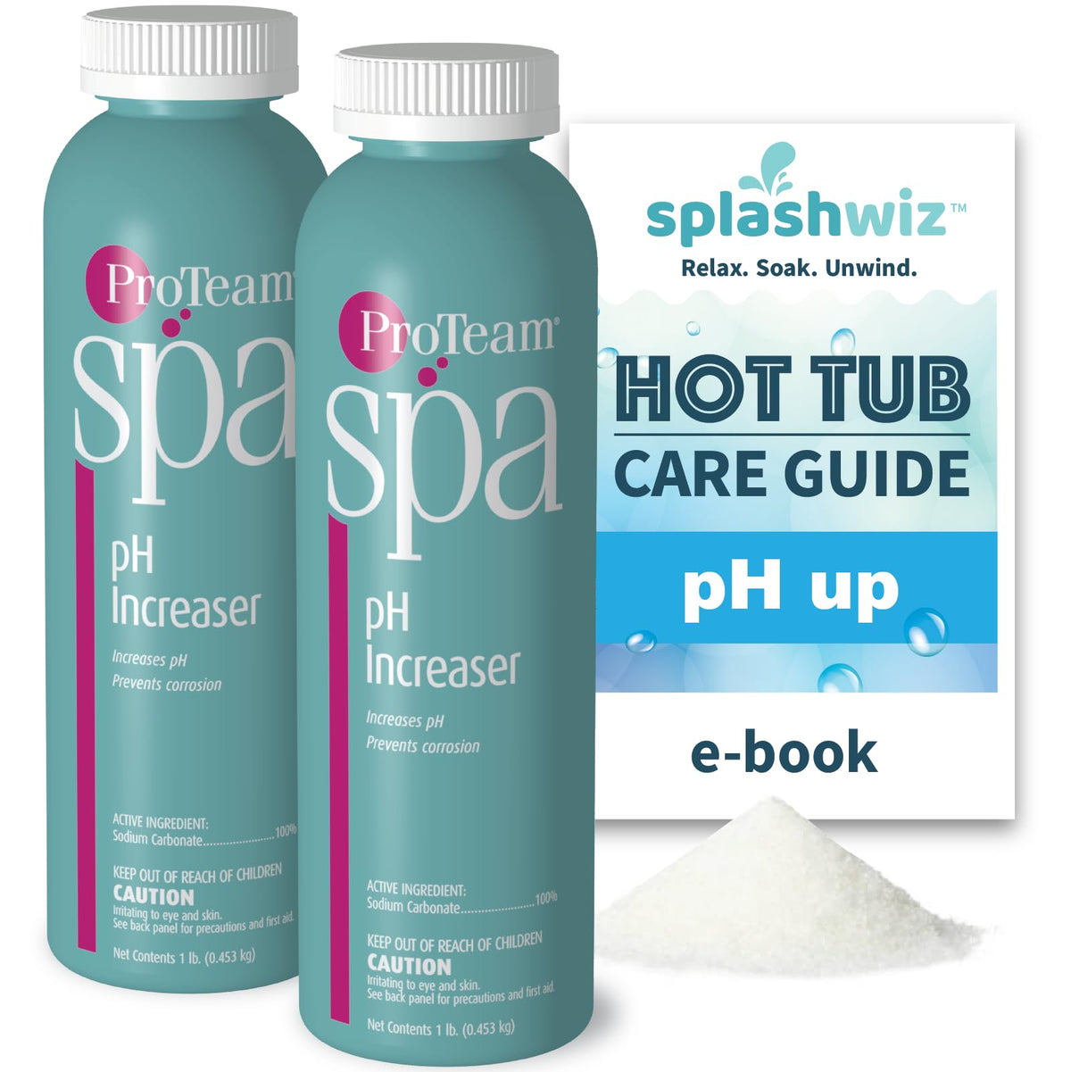 Proteam Spa Ph Increaser For Hot Tub - Spa Up For Hot Tub - Ph Up Hot Tub Ph Increaser - With Splashwiz Hot Tub Chemicals Care G