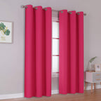 Dualife 84 Inch Fuschia Hot Pink Curtain Panels For Girls Bedroom- Room Darkening Grommet Thermal Insulated Drapes For Living Ro