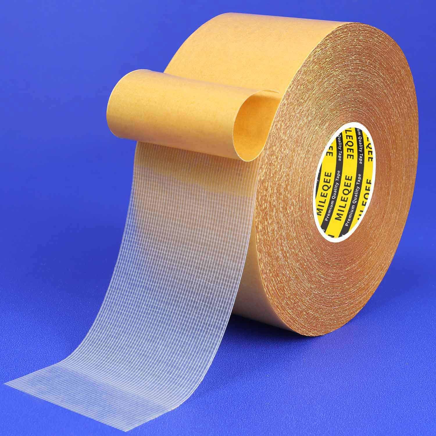 Mileqee Double Sided Tape Heavy Duty, 2' X 66Ft, Universal High Tack Strong Wall Adhesive With Fiberglass Mesh, Super Sticky Re