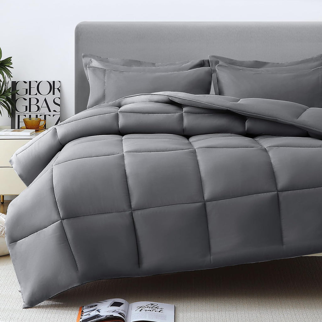 Jollyvogue Queen Comforter Set, 7-Piece Bed In A Bag Queen, Ultra-Soft Comforters Queen Size, Queen Size Comforter Sets, Goose D